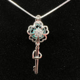 017 - Pearl Cage : Key W/Hearts & CZs - Sterling Silver
