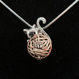 016 - Pearl Cage: Rose Gold Cat - Sterling Silver