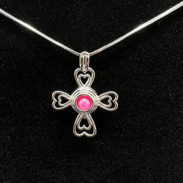 020 - Pearl Cage: Heart Cross - Sterling Silver
