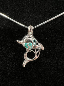 064 -  Pearl Cage: Dolphin W/Babies - Sterling Silver