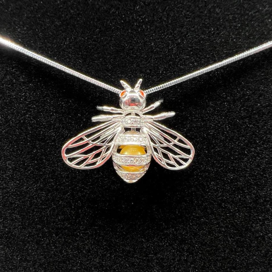 039 - Pearl Cage: Bee W/CZs - Sterling Silver