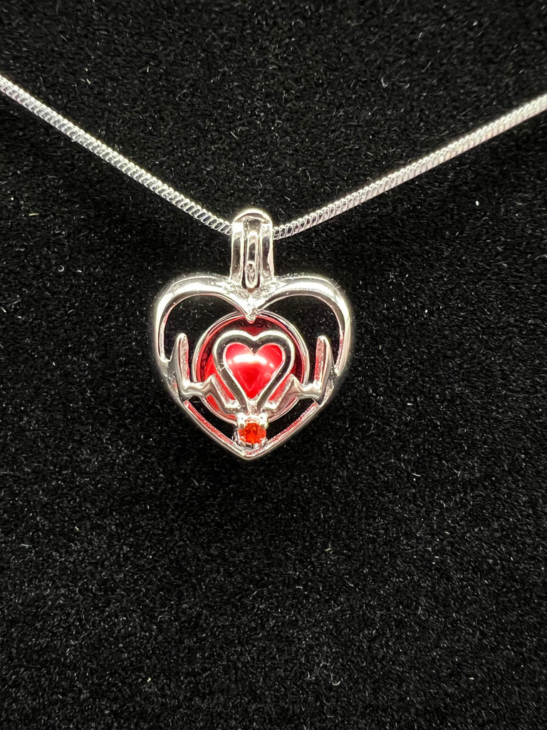 084 - Pearl Cage: Lifeline Heart  - Sterling Silver