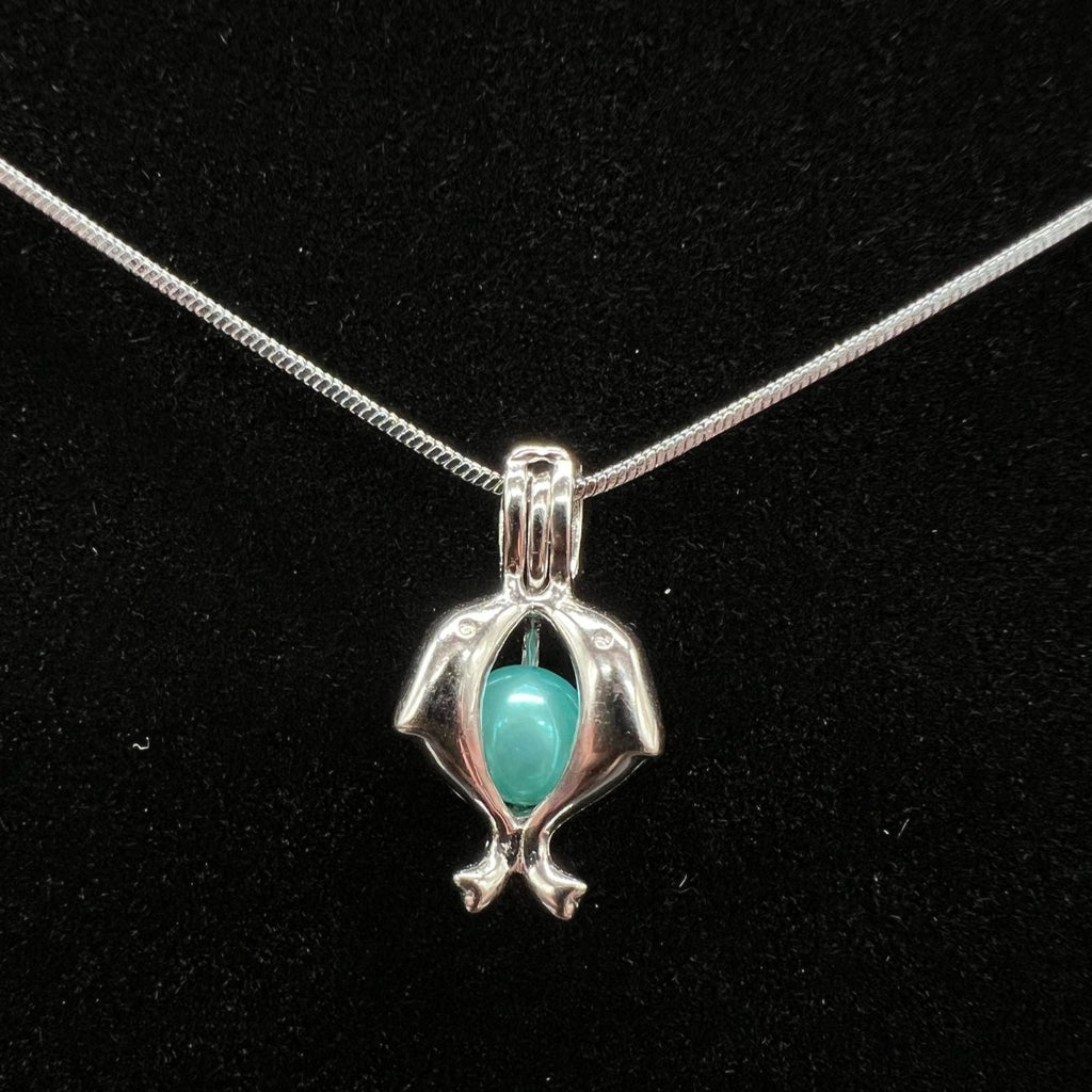 148 - Pearl Cage: Dolphin Heart - Sterling Silver