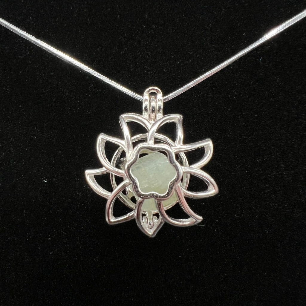 141 - Large Pearl Cage: Sunflower - Sterling Silver