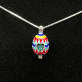 135 - Pearl Cage: Easter Egg w/ Yellow, Blue, & Red - Sterling Silver