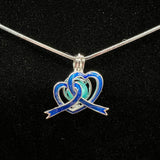 090 - Pearl Cage : Blue Autism Hearts - Sterling Silver