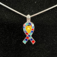 098 - Pearl Cage : Autism Support Ribbon - Sterling Silver