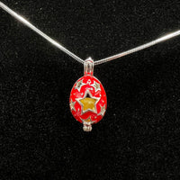 133 - Pearl Cage: Easter Egg w/ Stars - Sterling Silver