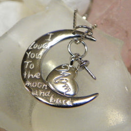 250 - Pendant Mount : Moon and Back Mom - Sterling Silver