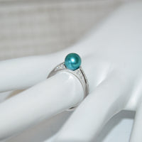 314 - Ring Mount : Simple Band W/CZ's - Sterling Silver