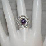 305 - Ring Mount : Oval Ring W/CZ - Sterling Silver