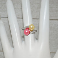 307 - Ring Mount : Ring W/2 Pearl Mounts - Adjustable - Sterling Silver