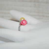 307 - Ring Mount : Ring W/2 Pearl Mounts - Adjustable - Sterling Silver