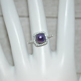 323 - Ring Mount : Square Halo W/CZ's - Sterling Silver